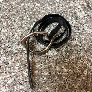 Black Leather Belt with Silver Buckle